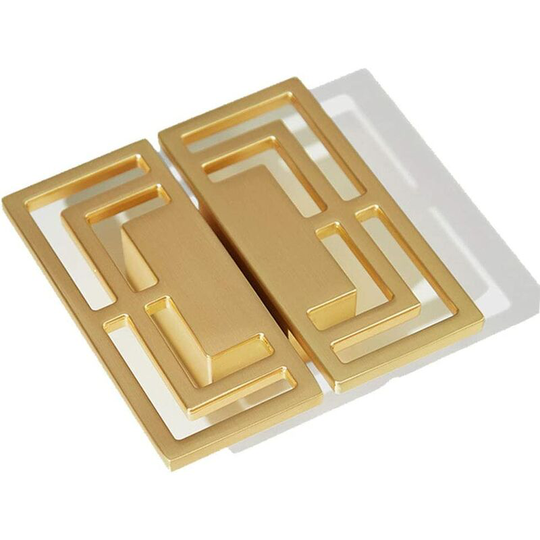 Perlerare - 1 pair of drawer pulls, tv cabinet handles, elegant gold copper handles, auspicious Chinese modern patterns, 32mm double hole handle