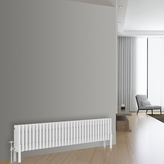 Traditional Cast Iron Style Radiator Central Heating Rads White Horizontal 4 Column 300x1460mm