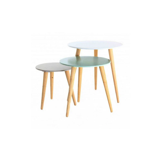 Stockholm Colored Nesting Tables (Set Of 3) White/Blue/Grey