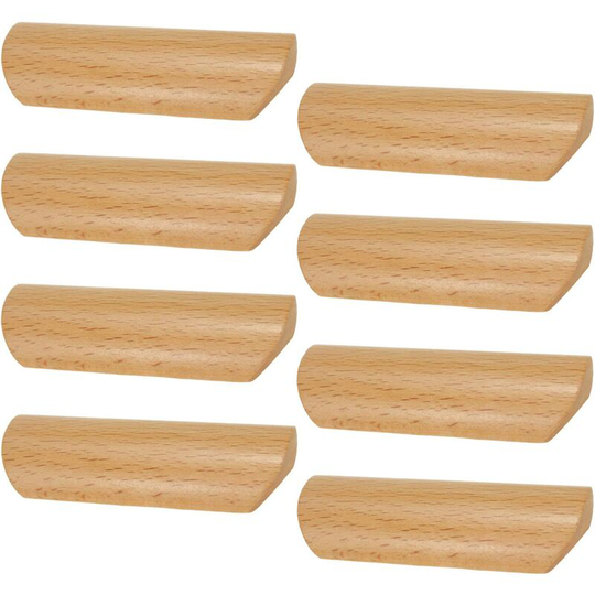 8 Pcs Cabinet Wooden Handles and Pulls 2.5 inch (64 mm) Hole Centers, for Home Kitchen Drawer Cupboard, with Mounting Screws