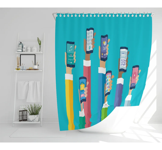 Rithland Polyester Shower Curtain Set