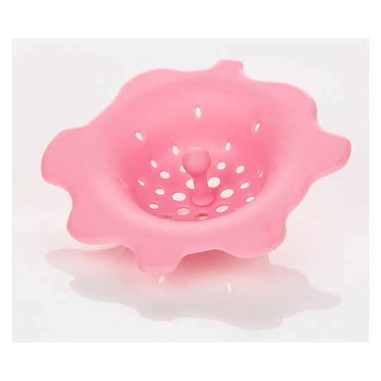 4 Pieces Silicone Sink Strainer Flower Shaped Hair Catcher Round Rubber Hair Filter Easy Clean Silicone Hair Strainer for Kitchen Bathroom Bathtub