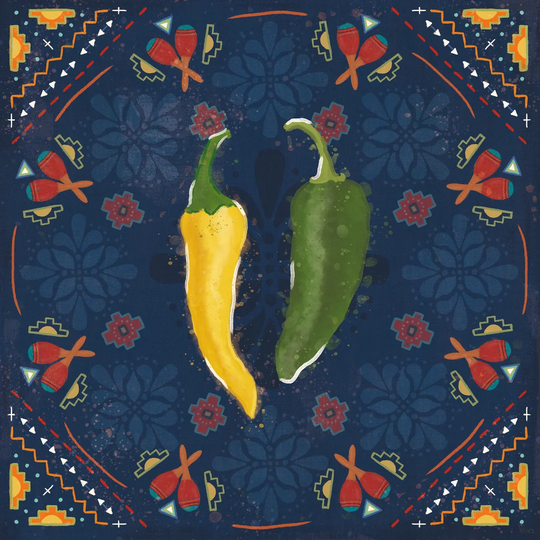 Tex Mex Fiesta III Dark by Veronique Charron - Wrapped Canvas Painting Print