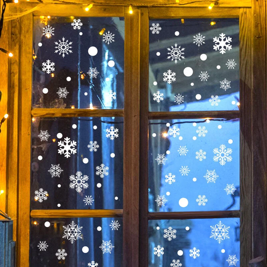 Christmas Window Stickers Winter Wonderland Snowflakes Window Clings Decals, Christmas Winter Frozen Theme Party Snow Ornaments Supplies Decorations