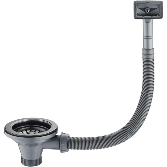 Stainless steel kitchen sink drain with square overflow 114 mm