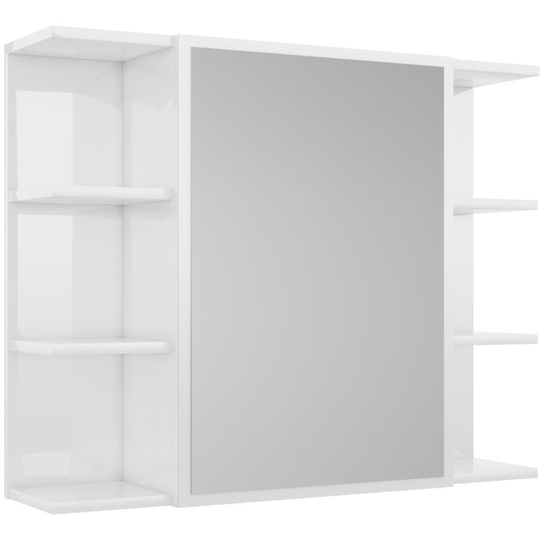 Bathroom Mirror Cabinet High Gloss White 80x20.5x64 cm Engineered Wood Vidaxl White