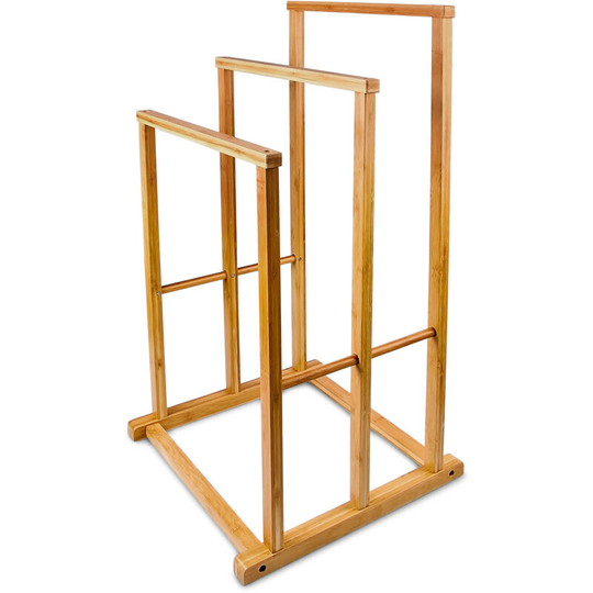 Free-Standing Bamboo Towel Holder, With 3 Rails, 82.5 x 42 x 42.5 cm, Natural Brown - Relaxdays