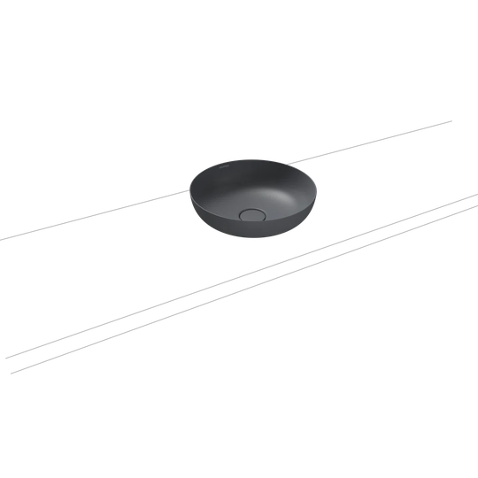 Grey Steel Enamel Circular Countertop Basin Bathroom Sink