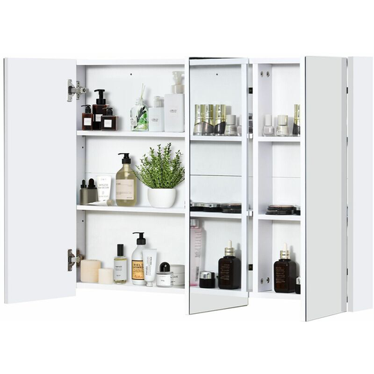 Wall-Mounted Bathroom Mirror Cabinet 3 Door Storage Cupboard Adjustable Shelves