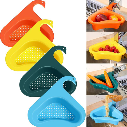 Sunflowergb - Set of 4 Swan Drain Basket for Kitchen Sink, Kitchen Sink Strainer, Triangular Multifunctional Kitchen Sink Strainer, Kitchen Sink