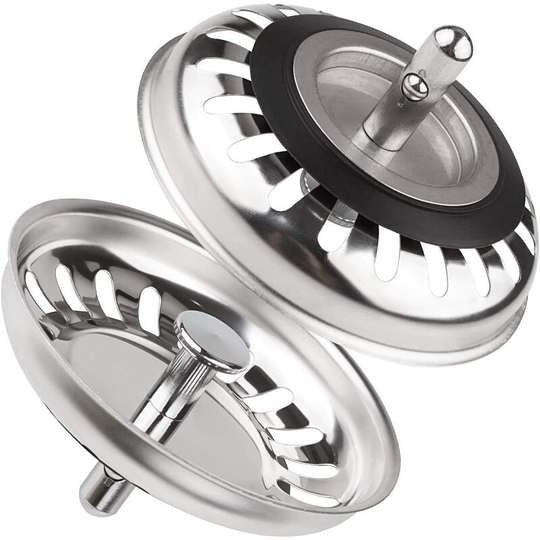 Set of 2 stainless steel Kitchen Sink Plugs,BR-Vie Universal Kitchen Sink Strainer 79.3MM, Stainless Steel Anti-blocking Sink Plug, for Kitchen and