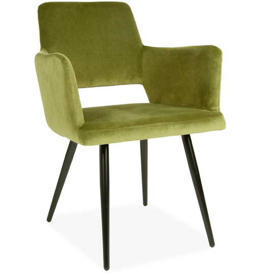 2x Kami Green Velvet Dining Chairs with Black Legs Padded Seat Tub Chair Armchair