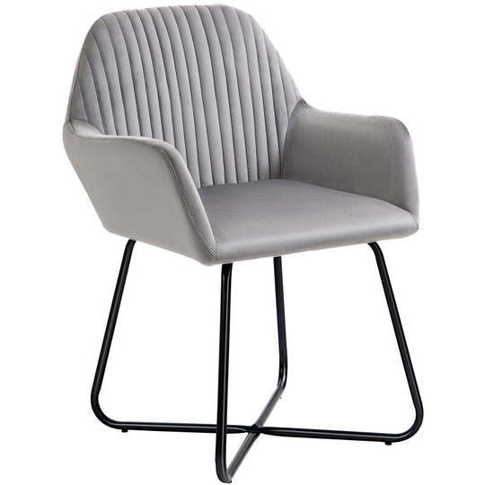 Modern Accent Chair Velvet-Touch Upholstered Lounge Armchair Grey - Grey - Homcom