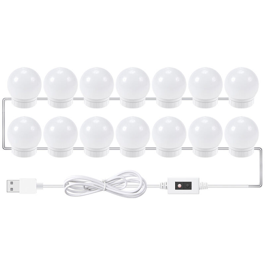 Superseller - 14 pcs led Makeup Mirror Lights Smart Sensor Control Vanity Mirror Lights Bathroom Mirror Light with 1.5m usb Cable led Strip Lights