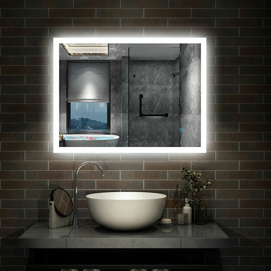 Bathroom Mirror with Lights Anti Fog Touch Sensor Wall Mounted led Bathroom Mirrors - 600x500mm