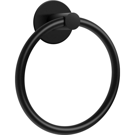 No Drilling Self Adhesive Towel Holder, Stainless Steel Towel Ring, Bathroom and Kitchen Towel Rack (Black)
