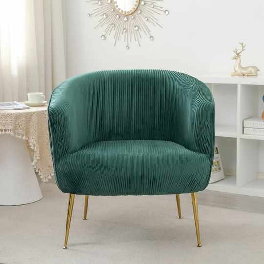Velvet Accent Armchair Soft Upholstered Armchair in Green - green
