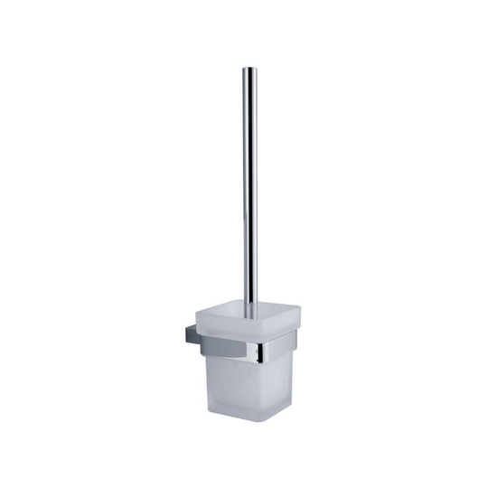 Taurus Polished Chrome and Frosted Glass Wall Mounted Toilet Brush and Holder - Chrome