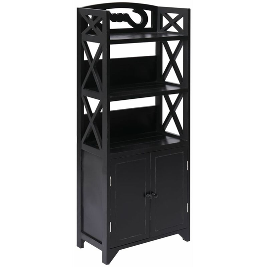 Bathroom Cabinet Black 46x24x116 cm Paulownia Wood Vidaxl Black