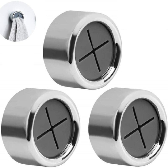 Towel Hook, 3 Self Adhesive Round Hooks for Bathroom, Kitchen and Home, No Drilling Required