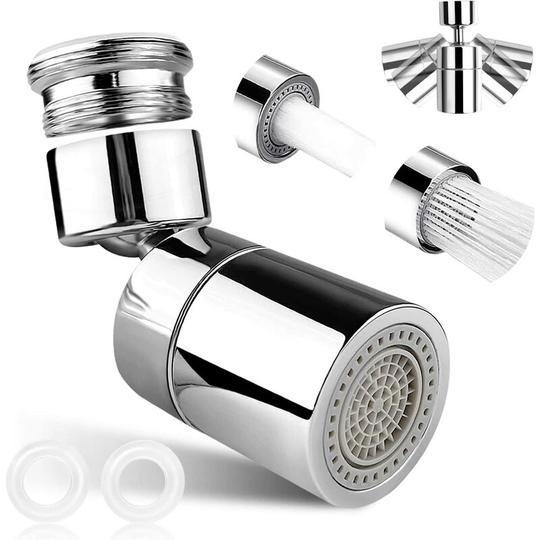 360°Swivel Faucet Tap Aerator,Bathroom Kitchen Sink Faucet Sprayer Attachment, Solid Brass 80°Angle Adjustable Dual-Function Faucet Bubbler Filter