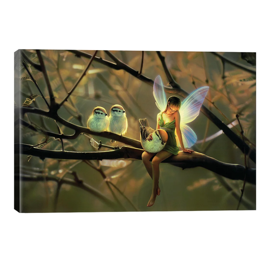'Feathered Friends, Night' by Octavian Mielu - Wrapped Canvas Painting Print