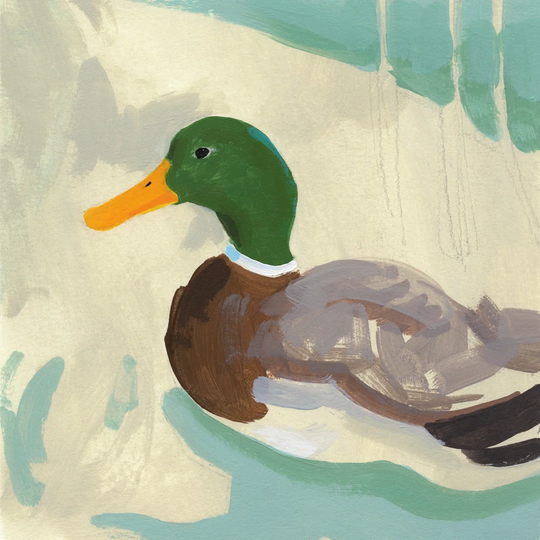 Bathing Mallard II - Painting