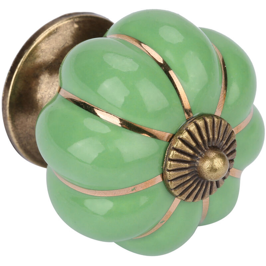 YD - Ceramic Pumpkin Knobs European Style Handle Pull for Room Cabinet Drawer Furniture (Green)