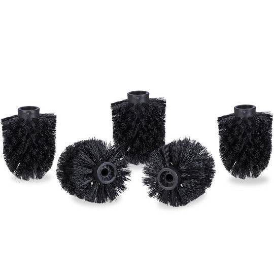 Toilet Brush Head Set of 5, Loose Toilet Brushes, 9.5 mm Threads, Replacement Heads, Diameter 7 cm, Black - Relaxdays