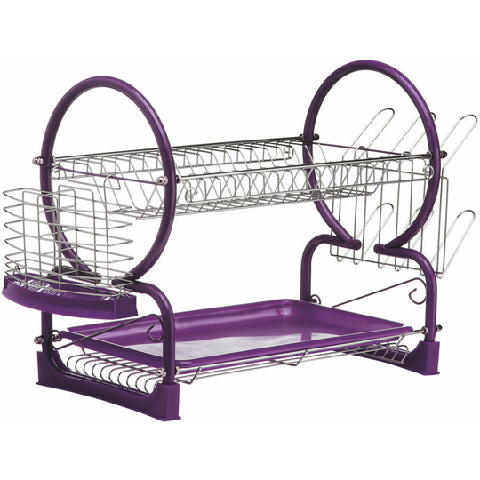 Purple Enamel Frame 2 Tier Dish Drainer - Premier Housewares
