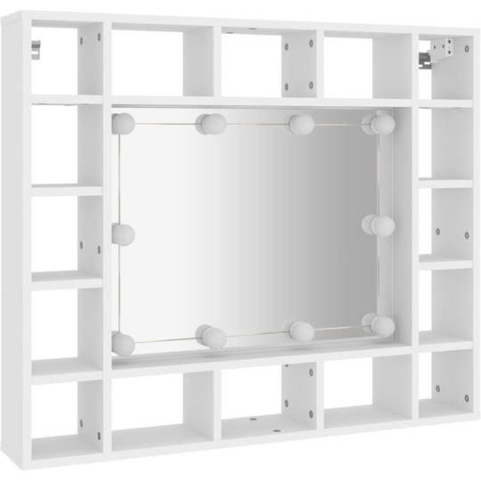 Mirror Cabinet with led White 91x15x76.5 cm Vidaxl White