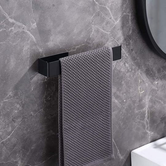 Self-adhesive stainless steel towel holder for bathroom Black Ring 24CM