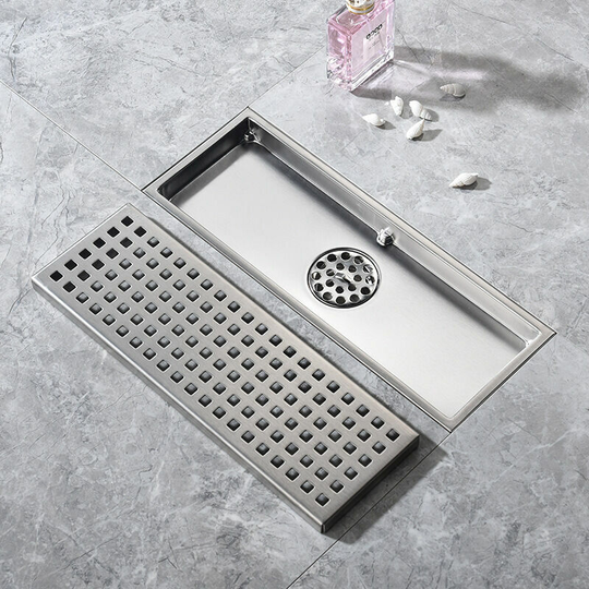 Morejieka - Shower Drain with 2-in-1 Cover 30x11 cm Stainless Steel