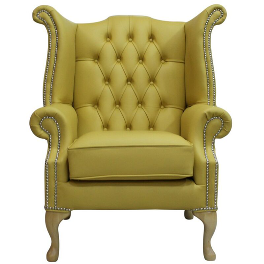 Chesterfield Queen Anne High Back Wing Chair Shelly Deluca Leather