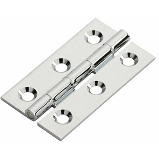 Pair 50 x 28 x 1.5mm Cabinet Hinge Polished Chrome Small Cupboard Door