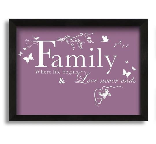 Family Where Life Begins - Picture Frame Typography on Canvas