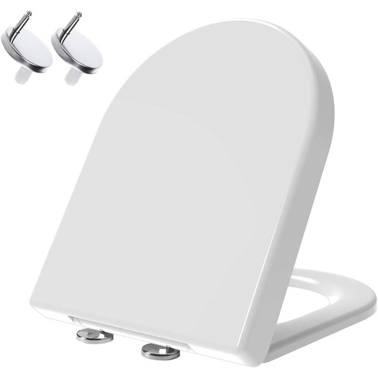 Soft Close Toilet Seat White, Simple Installation with Firmer Top Fixing & Adjustable Hinges