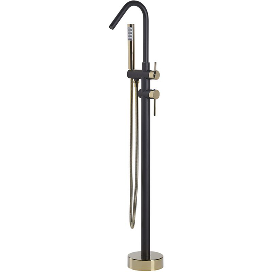 Modern Freestanding Tub Bath Faucet Chromed Metal Black Gold Matt Victoria - Black