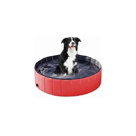Dog pool with drain valve, foldable dog pool Cat pool Paddling pool Dog pool Dog bath pvc non-slip, wear-resistant, for children The dog cat 80 *