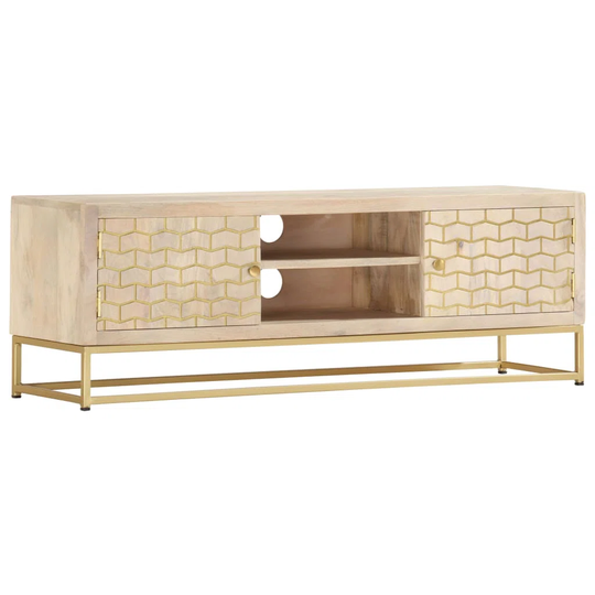 TV Cabinet Gold 120X30x40 Cm Solid Mango Wood