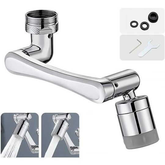 Faucet Extender, 1440° Upgraded Faucet Aerator, Universal Splash Filter 2 Spray Modes Swivel Faucet Aerator for Kitchen Bathroom (Silver)