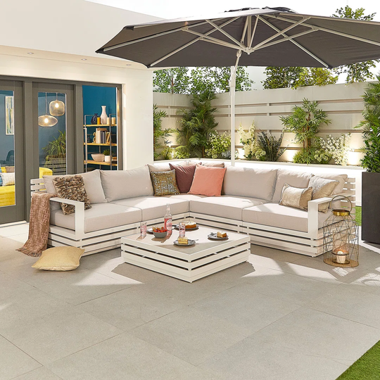 San Marino Aluminium Corner Sofa With Coffee Table - White Frame Indie-Leigh