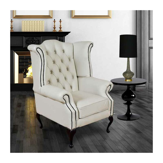 Chesterfield Queen Anne High Back Wing Chair uk Manufactured White