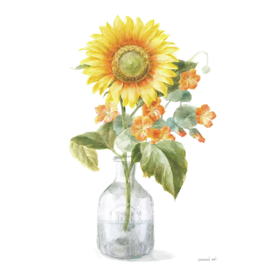 Fresh Cut Sunflowers II by Danhui Nai - Wrapped Canvas Painting