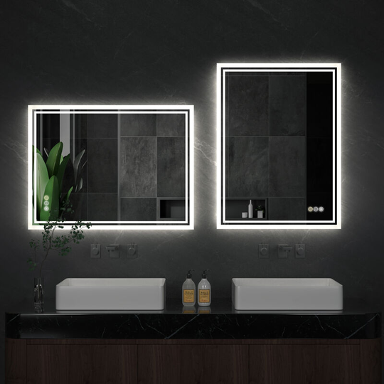 Modern Bathroom Mirror Illuminated LED Light Makeup Mirror with Sensor Touch control Warm White Light, 700 x 900mm