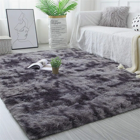 Brileigh Soft Fluffy Machine Woven Black/Grey Rug