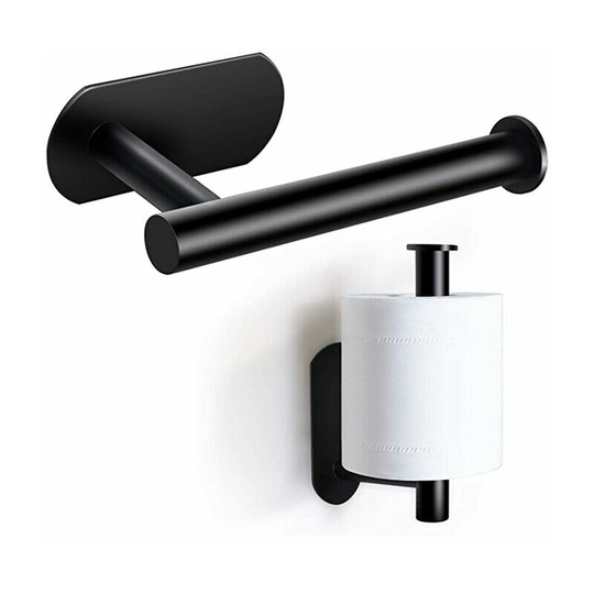 Paper Holder Black Paper HolderToilet Roll Holder for Kitchen and BathroomOn and Off Toilet Premium No Drilling Toilet Wall Mounted Stainless Steel