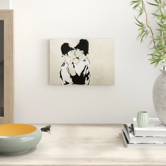 'Banksy Kissing Police Policeman Graffiti Wall Art'' Graphic Art