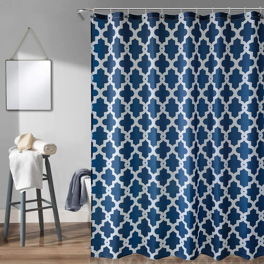 1 Piece Shower Curtain 180 x 180 cm Polyester Mildew Proof Shower Curtains Waterproof Fabric Shower Liner Long Bathtub Bathroom Curtain Hooks - Blue