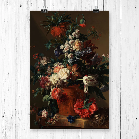 'Vase of Flowers' by Jan van Huysum Painting Print